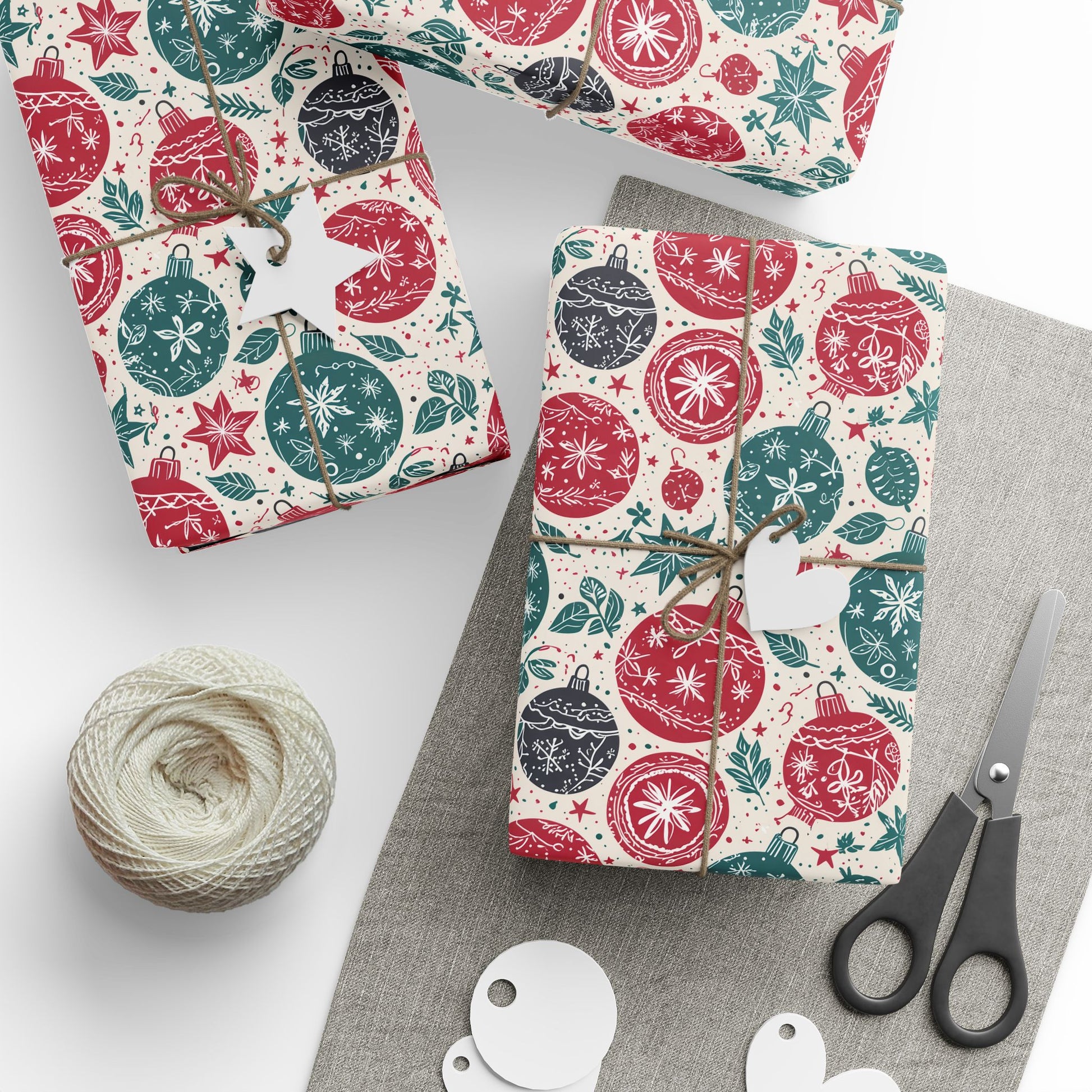 Retro Sprig & Bauble Swing – Mid - Century Modern Christmas Wrapping Paper