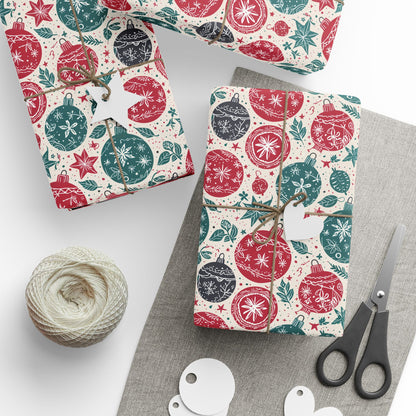 Retro Sprig & Bauble Swing – Mid - Century Modern Christmas Wrapping Paper