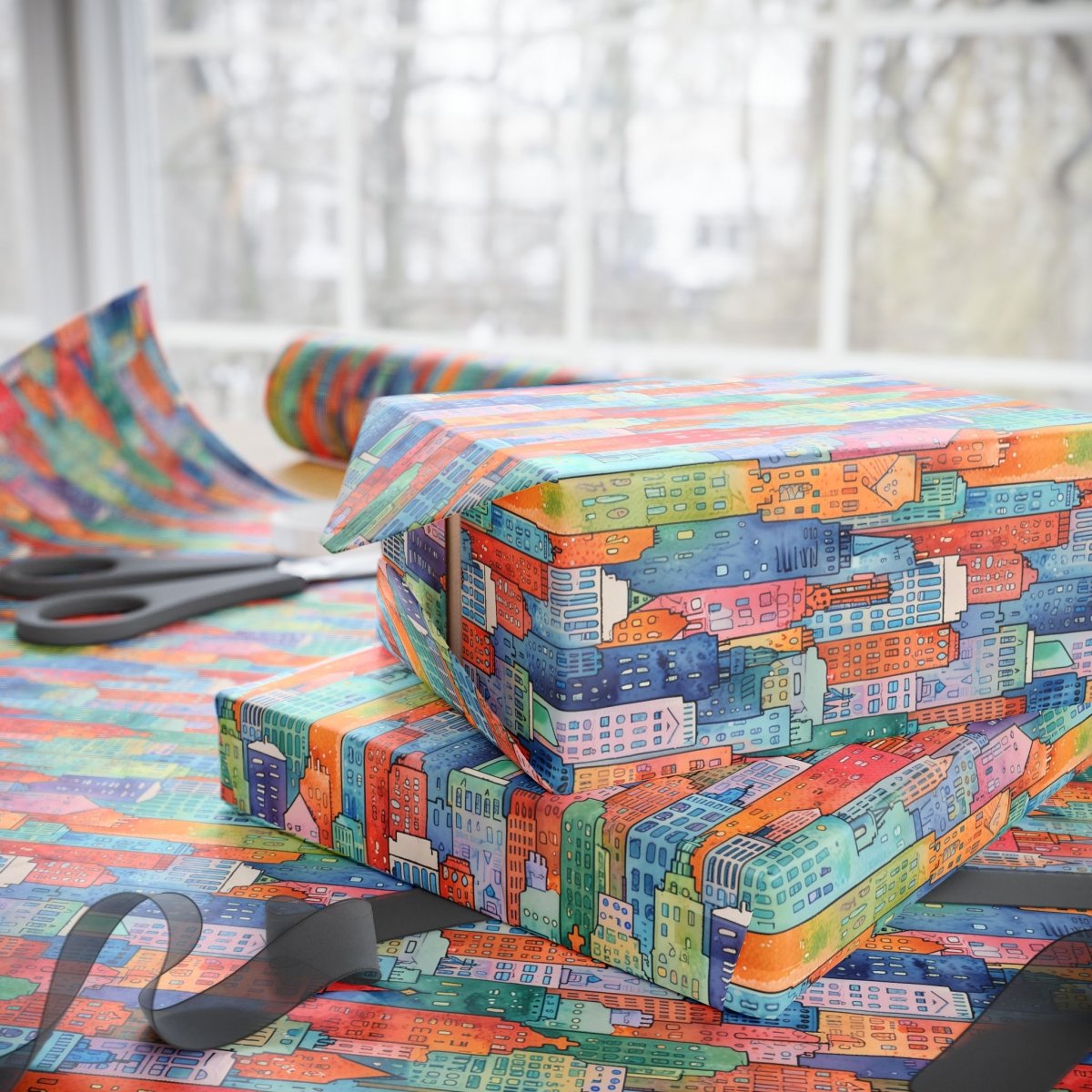 Abstract Cityscape Wrapping Papers