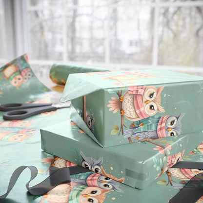 Owl-Themed Wrapping Paper, Whimsical Gift Wrap for All Occasions, Cute Animal Pattern, Eco-Friendly Gift Supplies, Birthday and Holiday Wrap