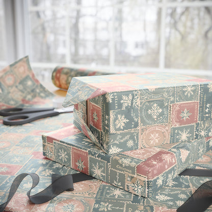 Merry Mail – Vintage Holiday Stamp Wrapping Paper