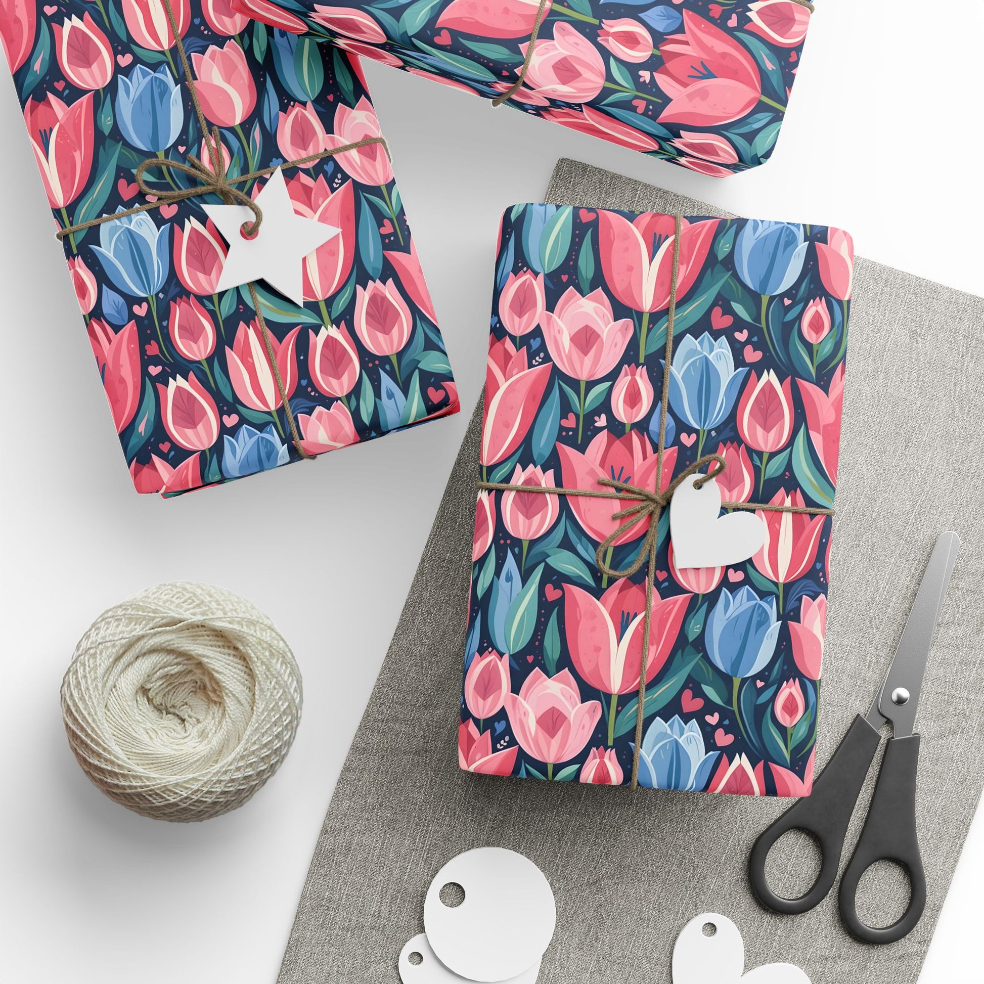 Vibrant Tulip Floral Wrapping Paper Roll