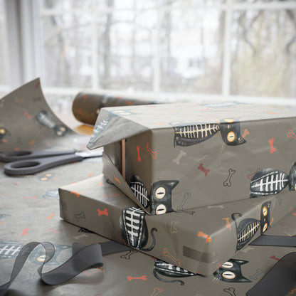 Bone to Be Wild – Skeleton Cat Halloween Wrapping Paper