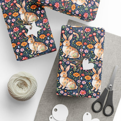 Whimsical Floral Bunny Wrapping Paper