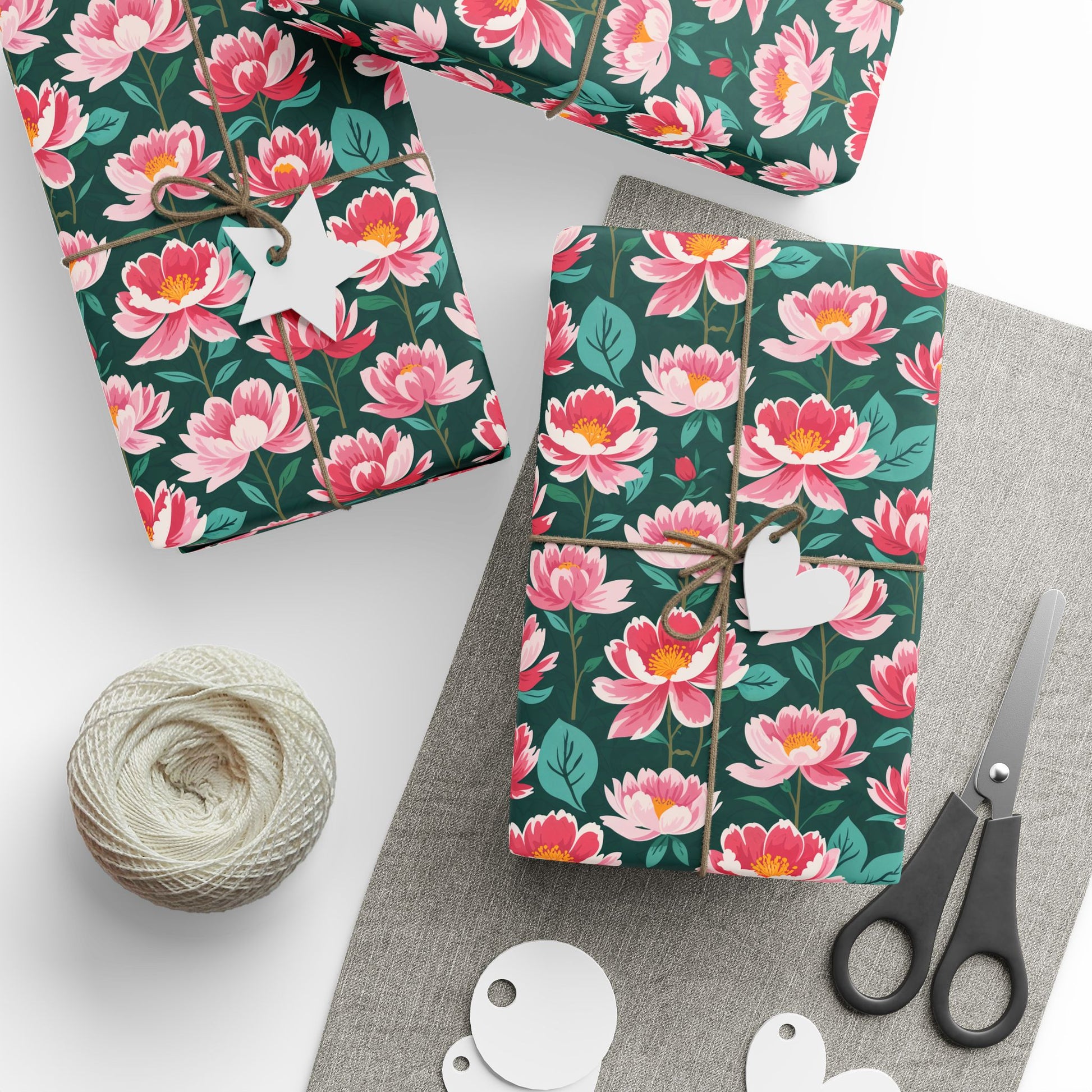 Pink & Green Floral Gift Wrapping Paper