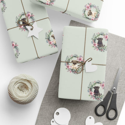 Pugs & Poinsettias – Holiday Pup Wrapping Paper