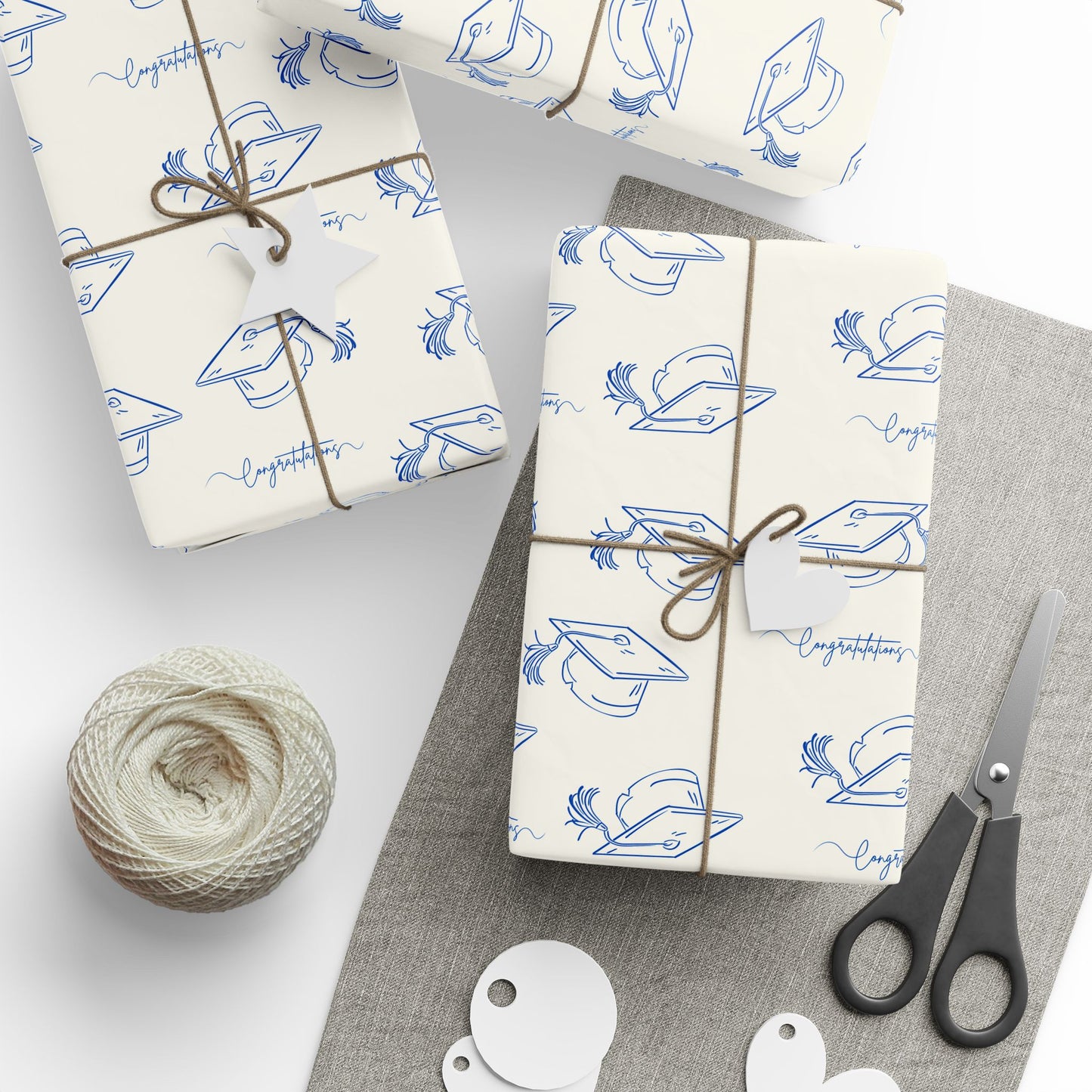 White and Blue Graduation Wrapping Paper