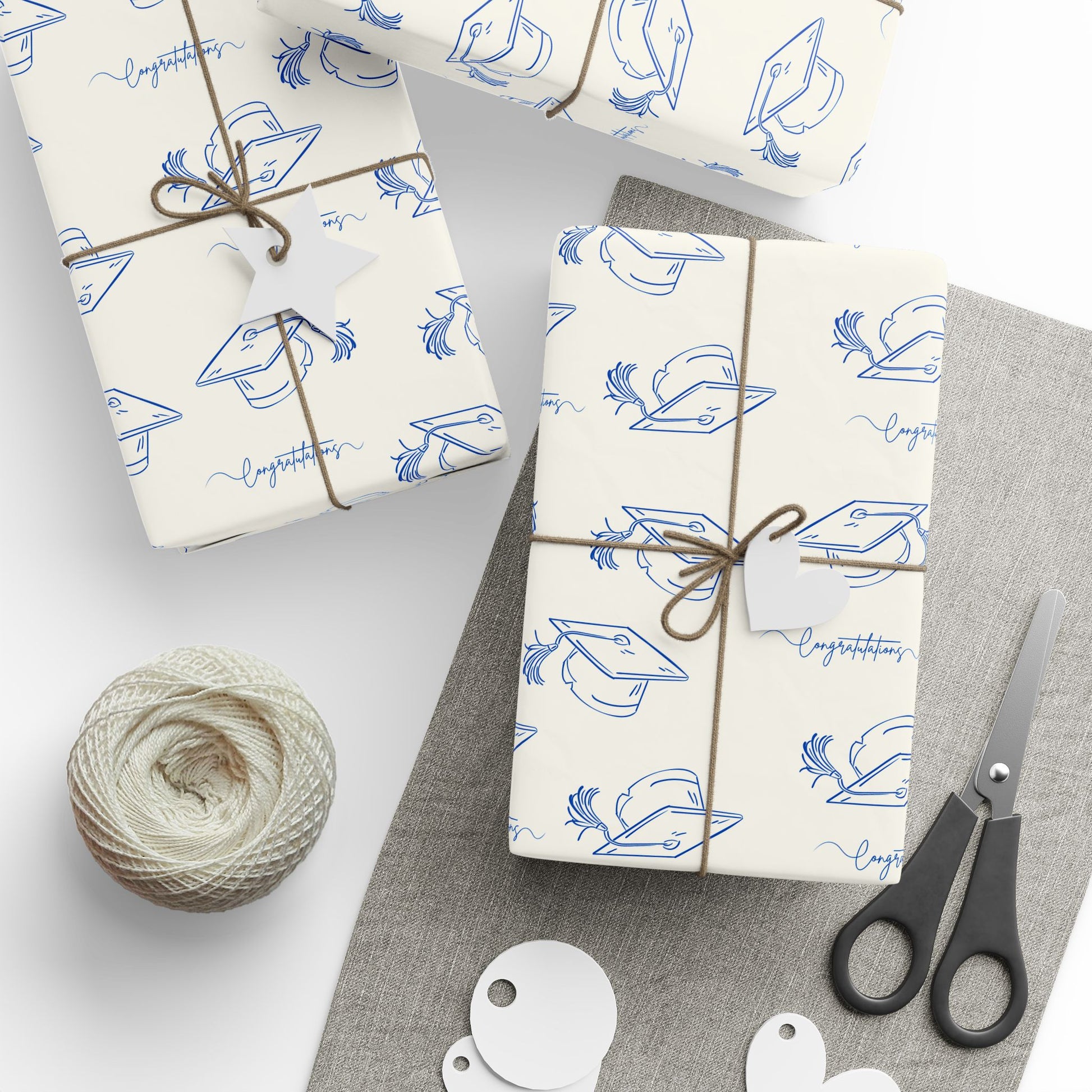 White and Blue Graduation Wrapping Paper