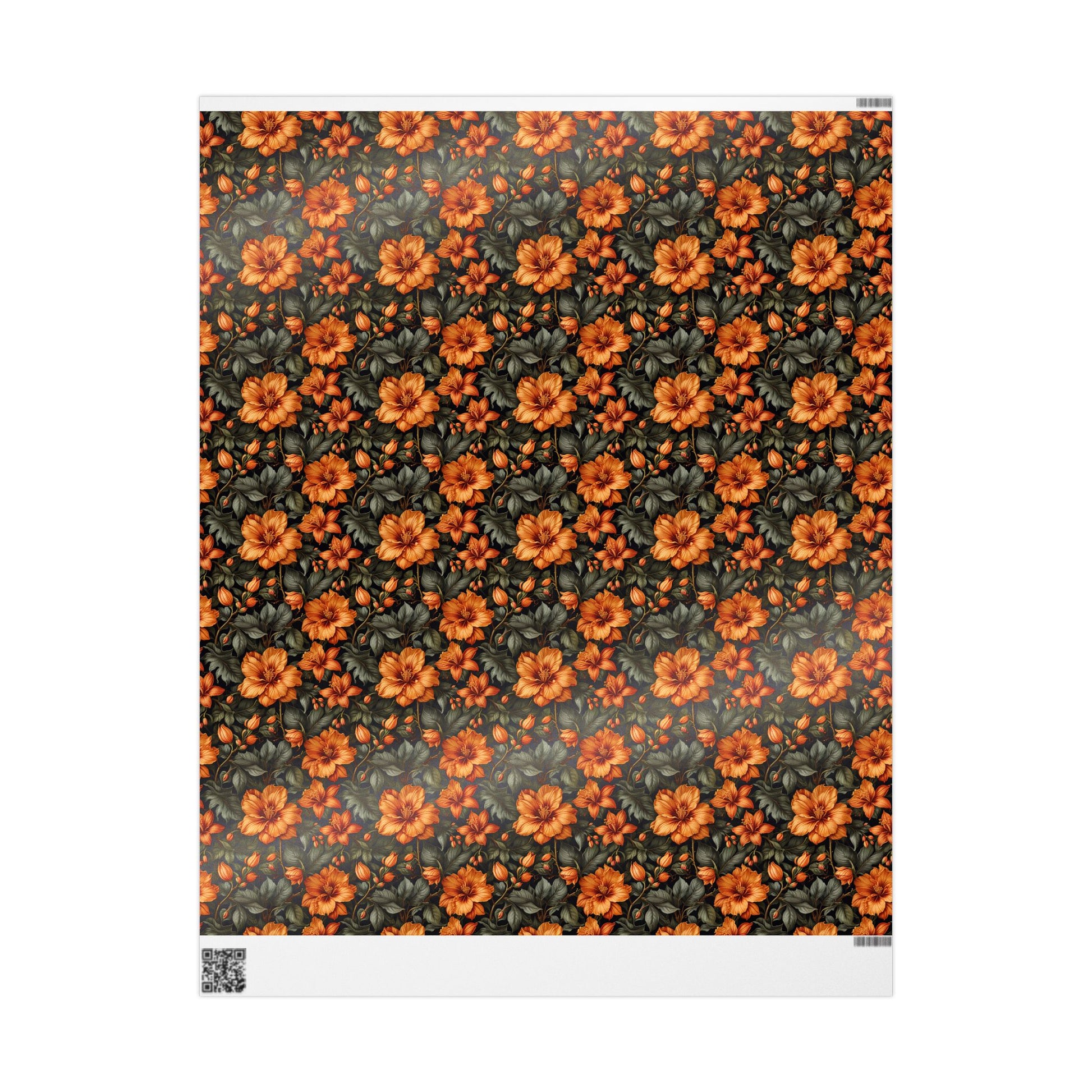 Vintage Orange Floral Wrapping Paper