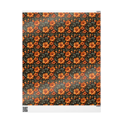 Vintage Orange Floral Wrapping Paper