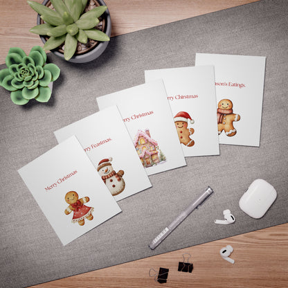 Gingerbread Cookies (Food - Set 2) Greeting Card Pack | Set of 25 Holiday Cards | BLANK Christmas Cards