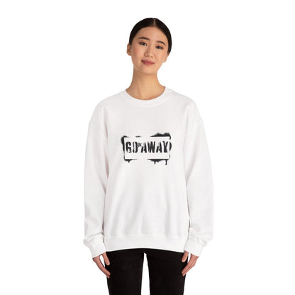 Crewneck Sweatshirt - 'Go Away' Stencil Graphic Cozy Pullover