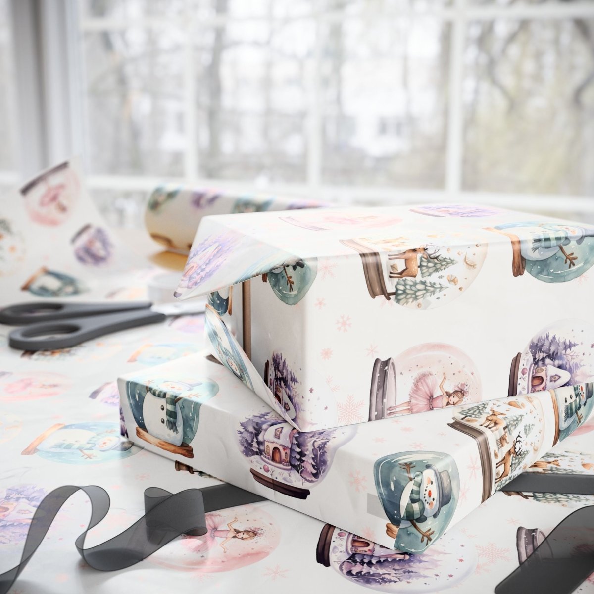 Winter Whimsy Globes – Holiday Snow Globe Wrapping Paper