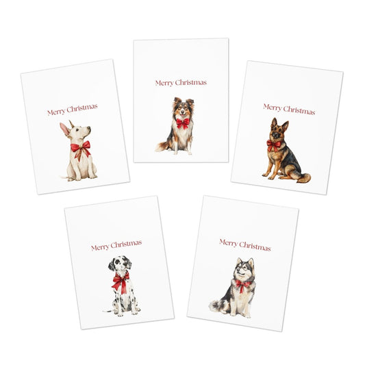 Dog Christmas Cards| Merry Christmas Greeting Cards – 25 Pack | 25 Unique Designs | Blank Inside