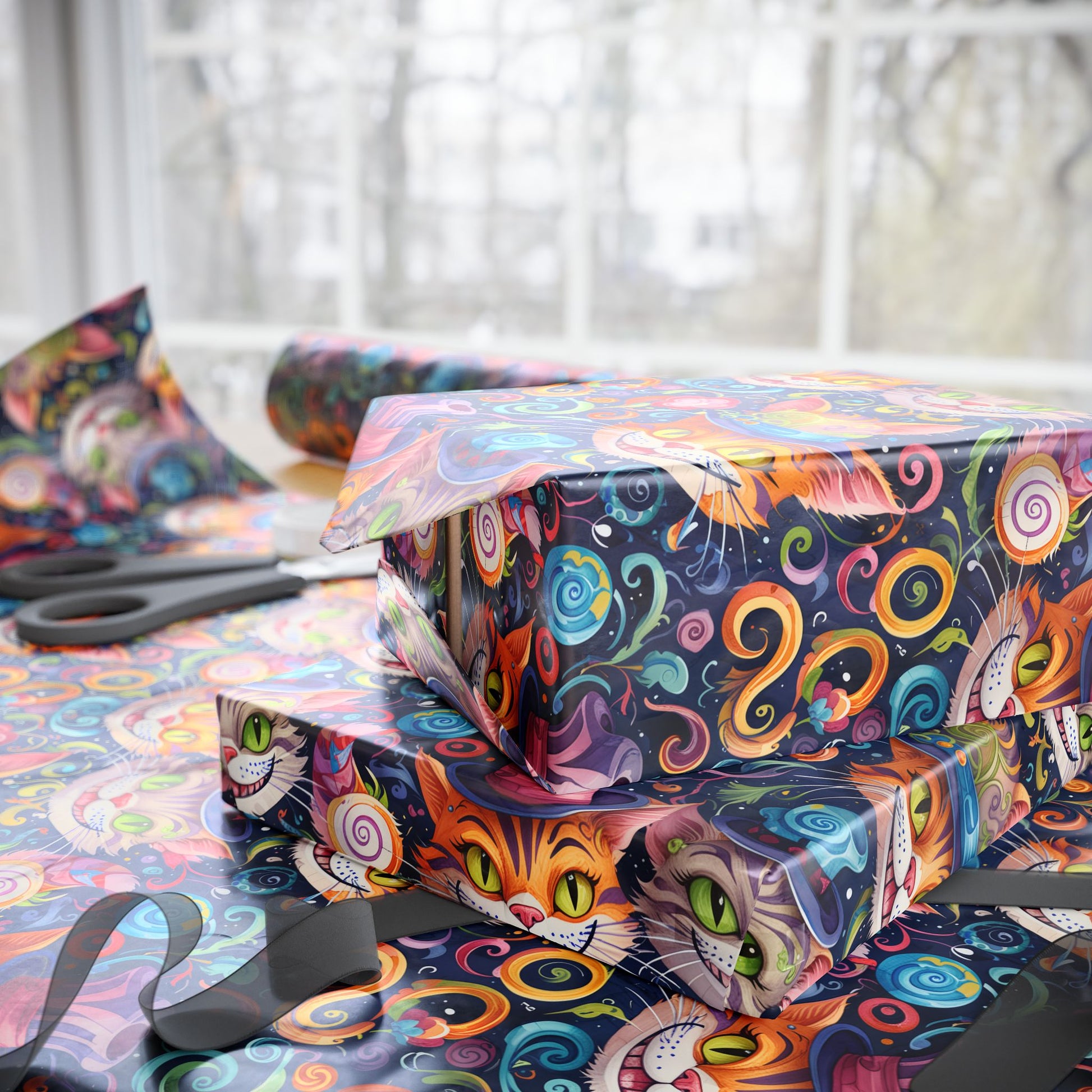 Colorful Cheshire Cat Wrapping Paper