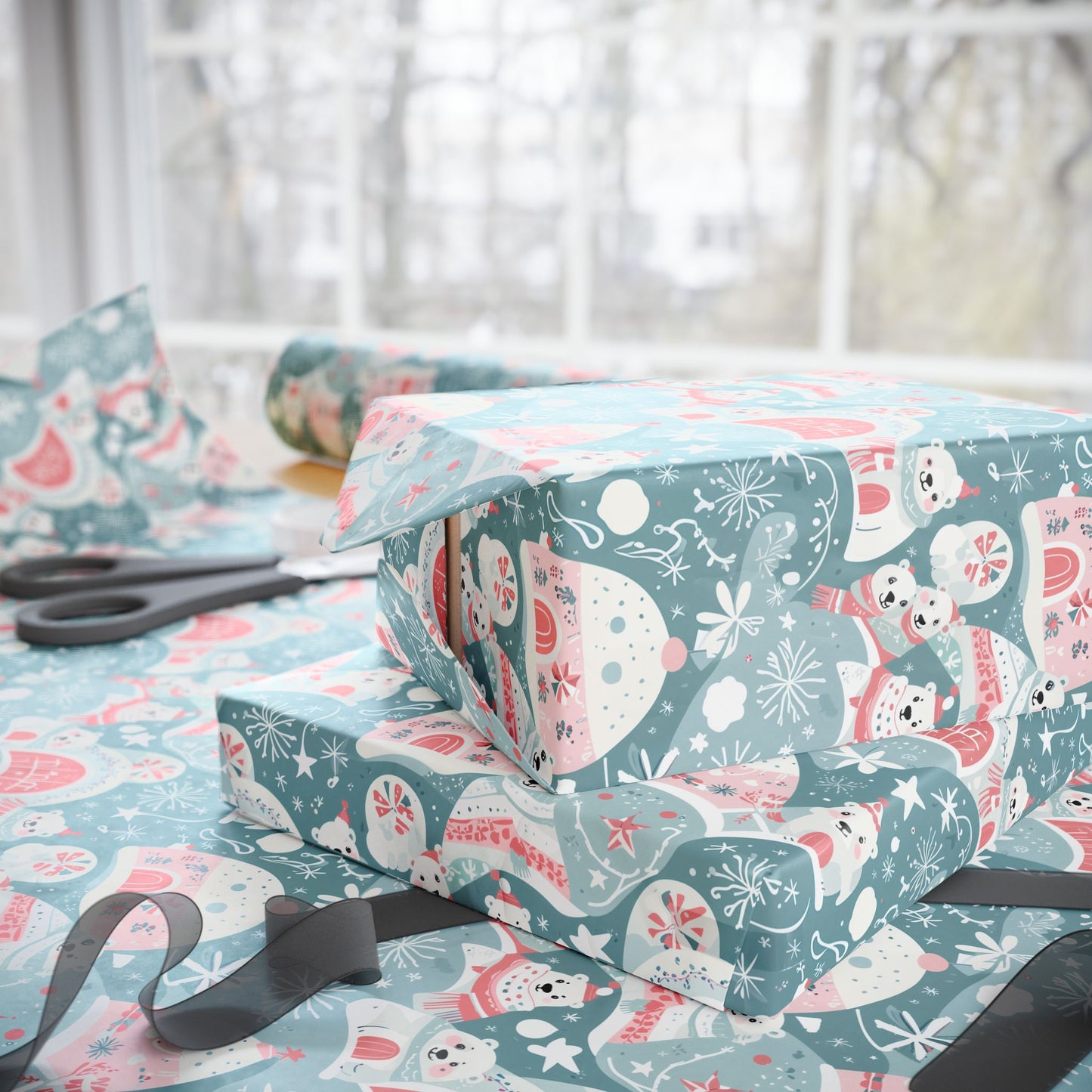 Icy Paws & Peppermint Igloos – Arctic Wonderland Wrapping Paper