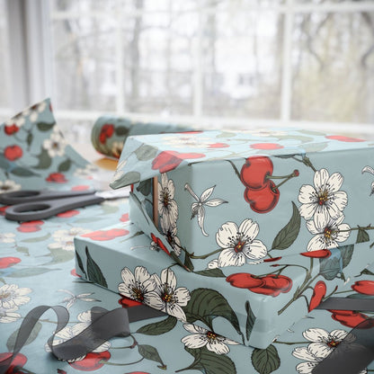 Chic Vintage Gift Wrapping Papers with Cherry Blossoms