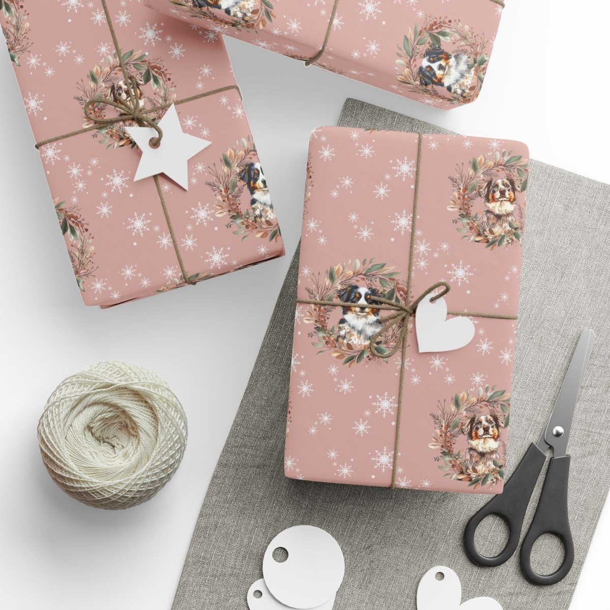 Collie Christmas Charm – Winter Wreath Wrapping Paper