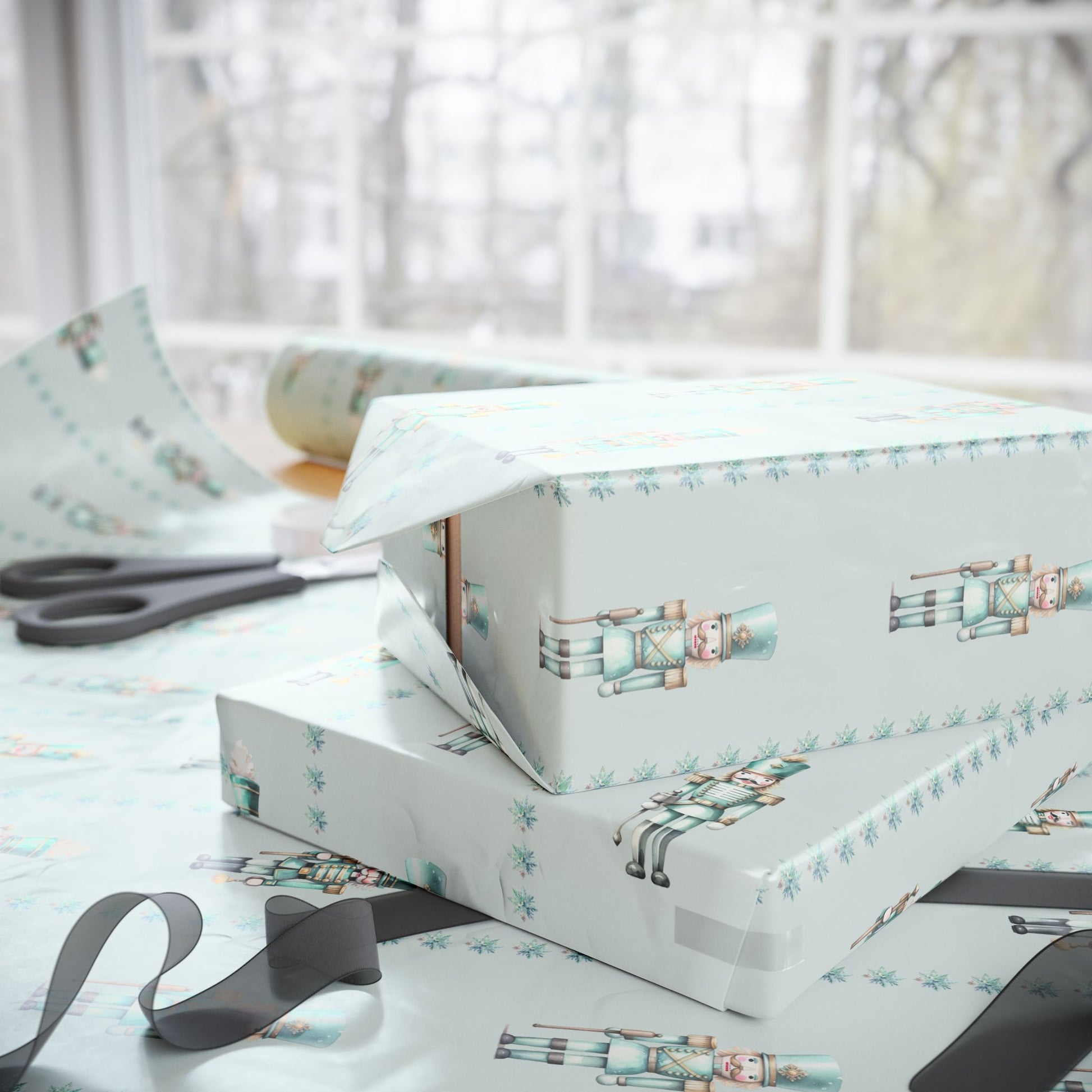 Frosted Regiment – Mint Nutcracker Wrapping Paper