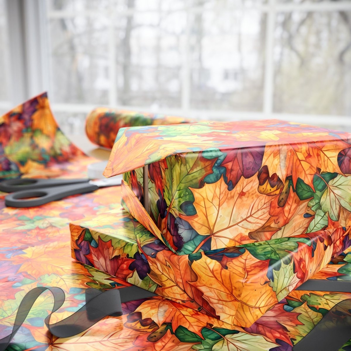 Fall Leaf Wrapping Papers, Autumn Gift Wrap