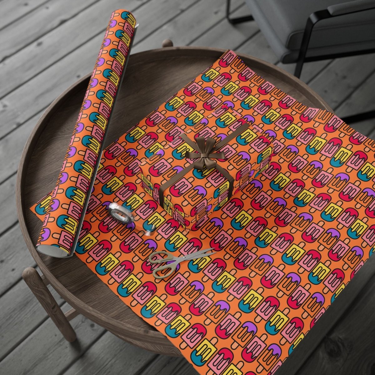 Colorful Orange Popsicle Wrapping Paper