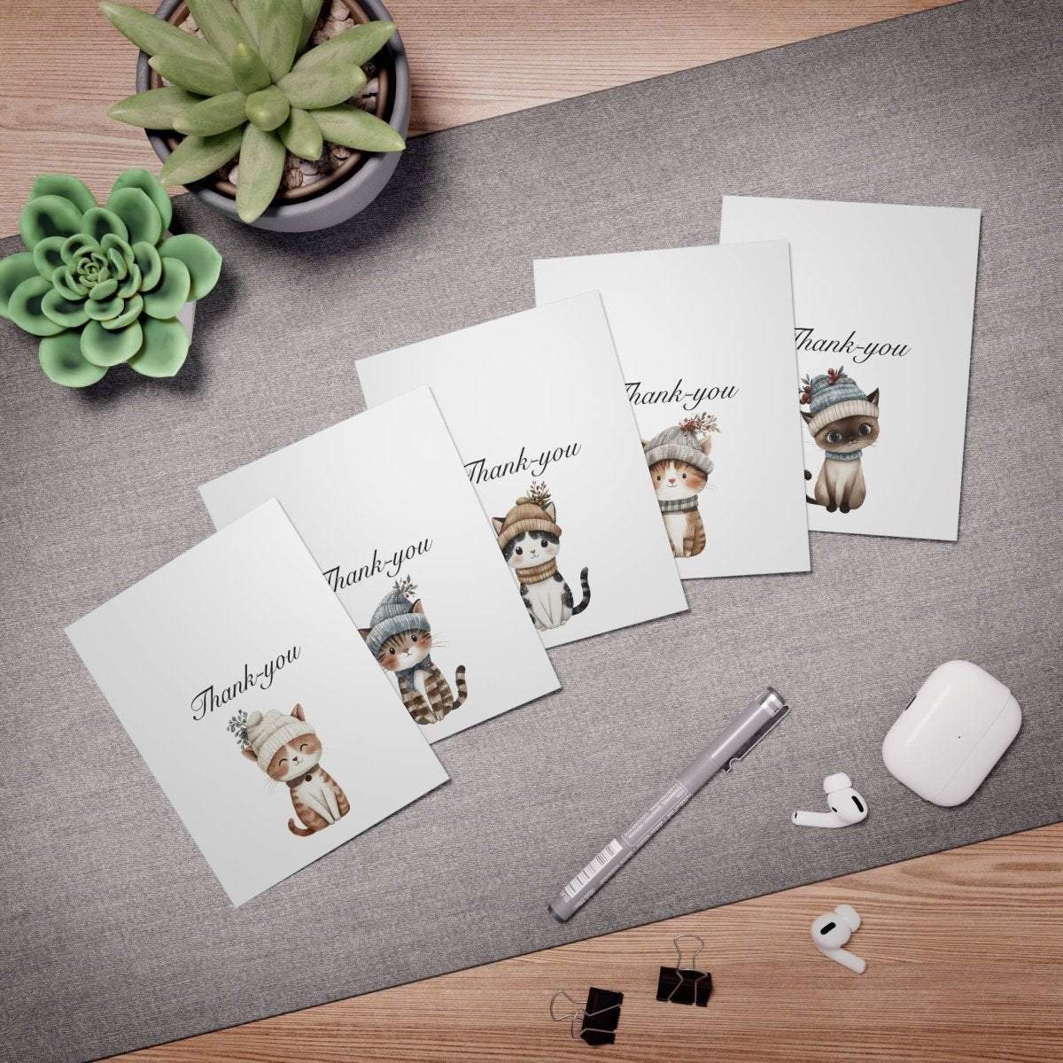 Cat Thank You Cards – 10 Pack | Blank Inside