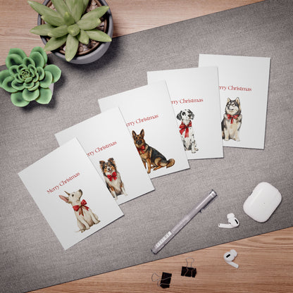 Dog Christmas Cards| Merry Christmas Greeting Cards – 25 Unique Designs | Blank Inside