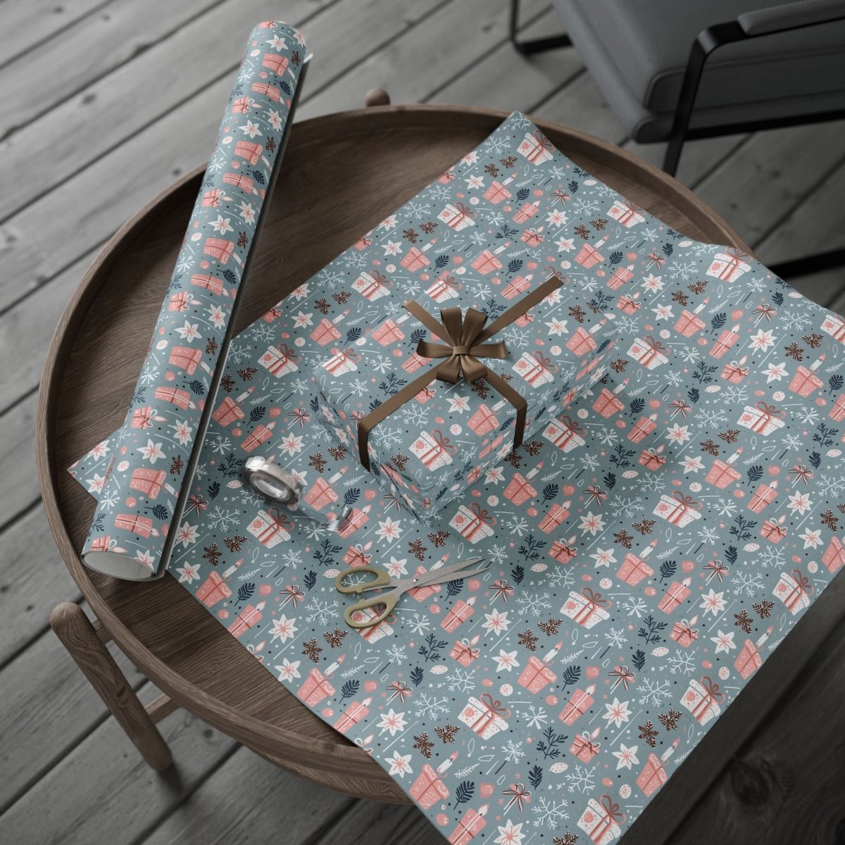 Whimsical Pink & Blue Holiday Wrapping Papers