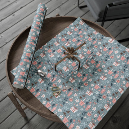 Whimsical Pink & Blue Holiday Wrapping Papers