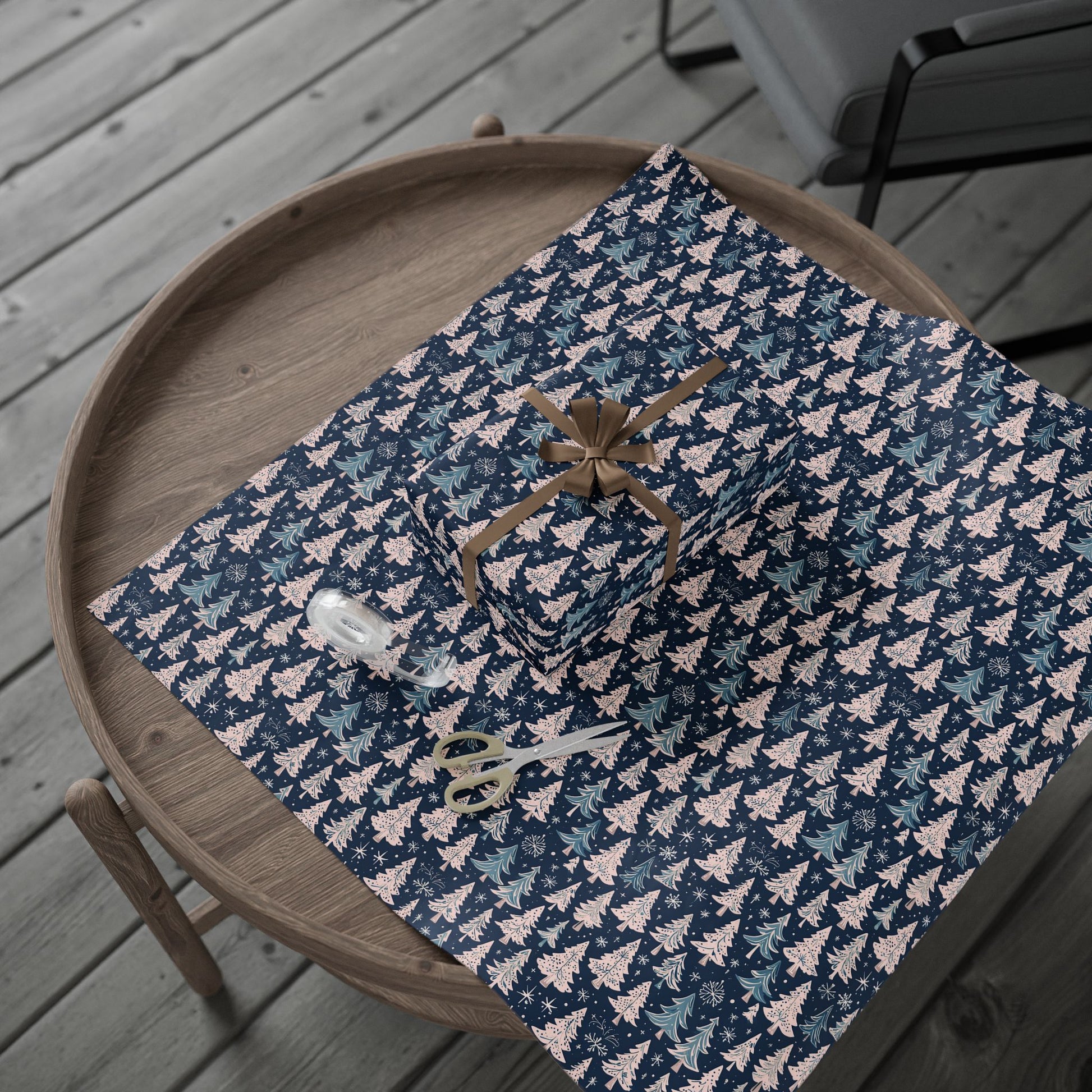 Elegant Pink & Navy Holiday Wrapping Papers