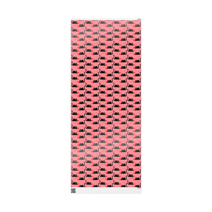 Pink Cat Wrapping Paper – Playful Black Kitty Design for Every Occasion