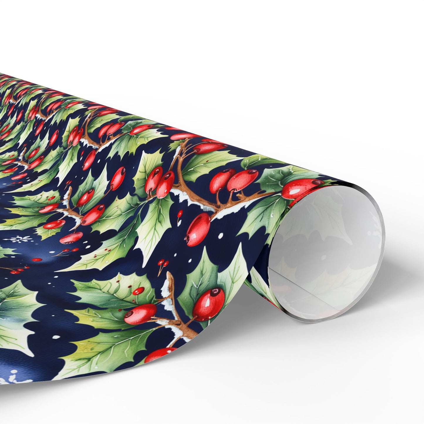 Holly Jolly Luxe – Navy & Berry Botanical Wrapping Paper