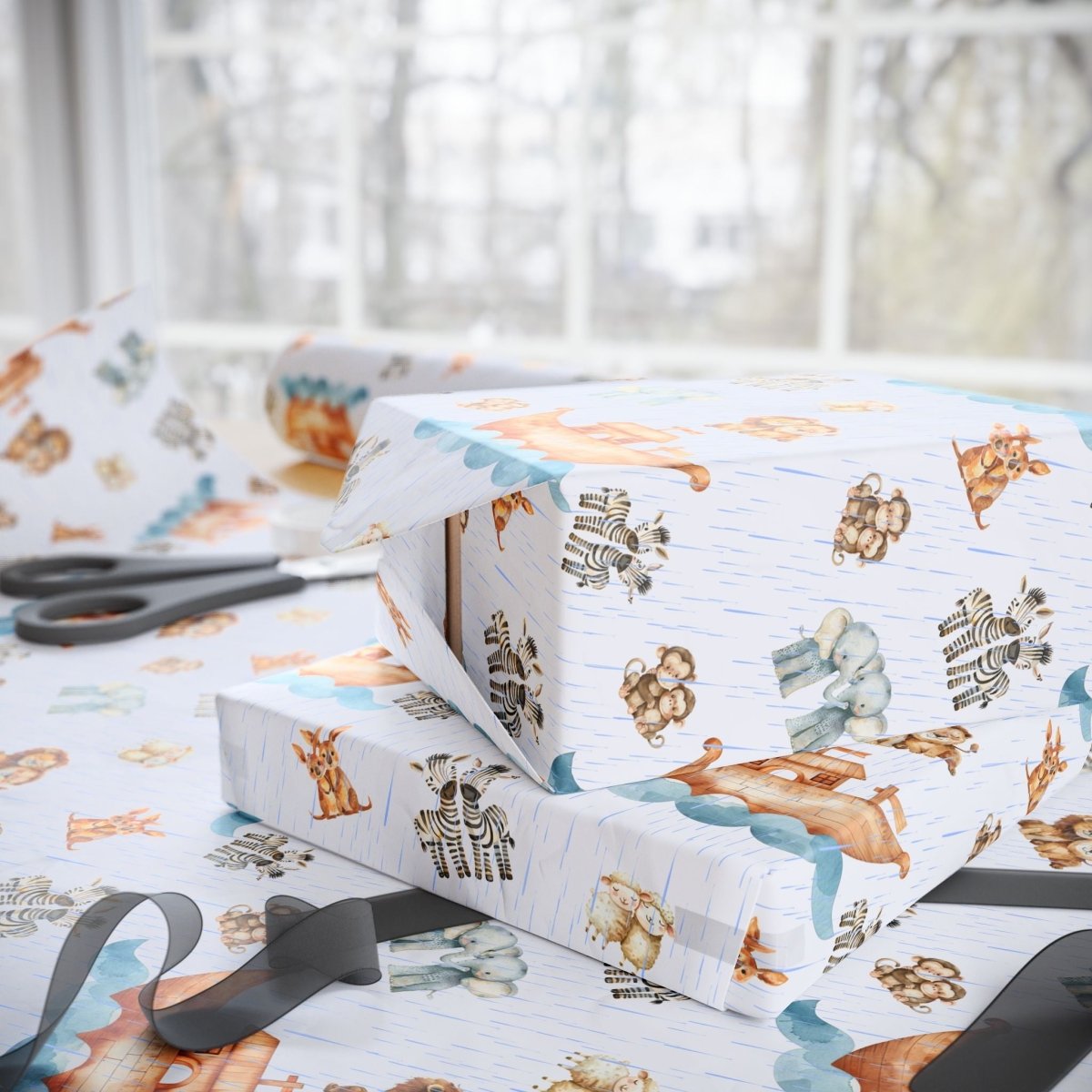 Noah’s Nifty Ark – Animal Pairs Wrapping Paper