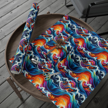 Brightly Colored Ocean Wave Wrapping Papers