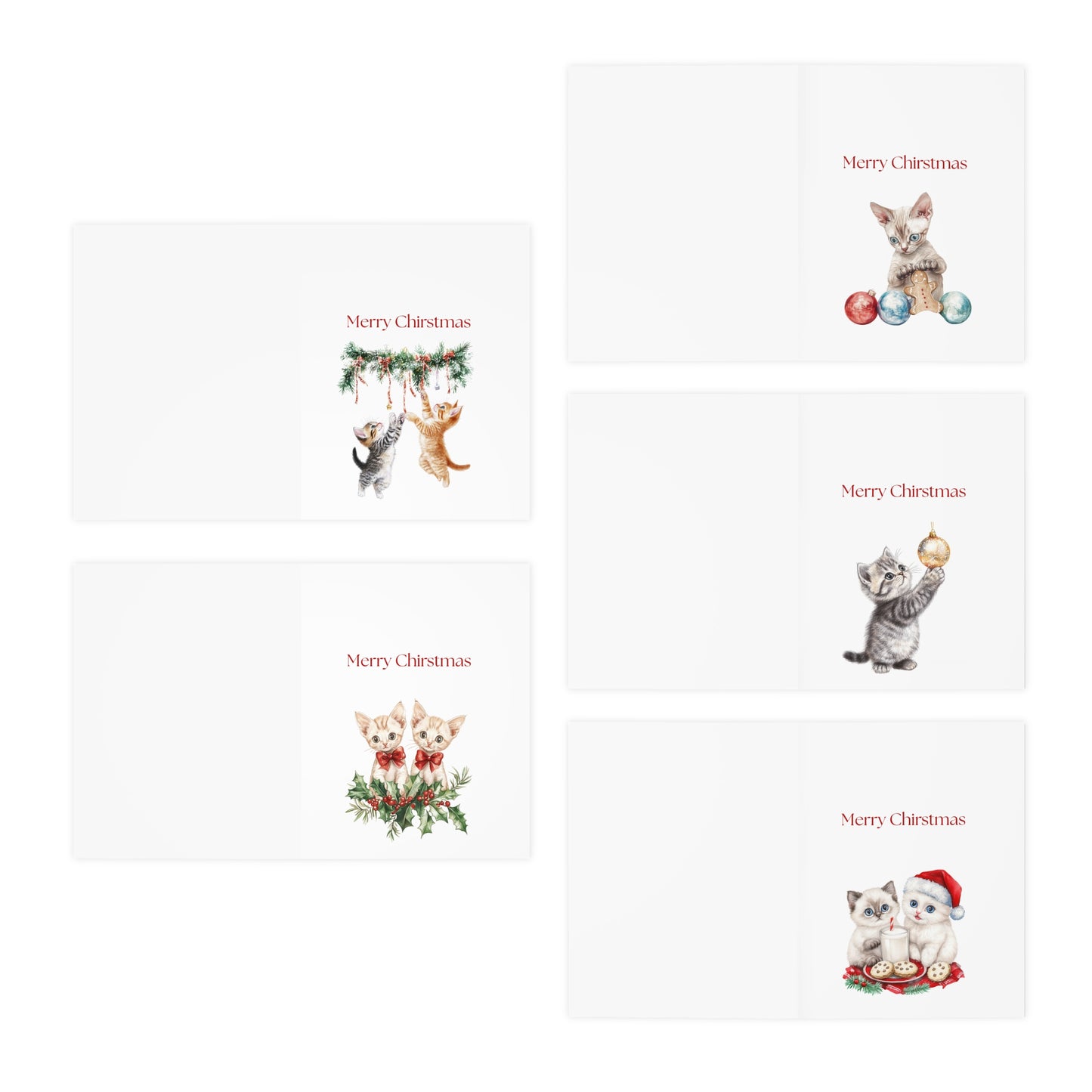Funny Christmas (Cats - Set 2) Greeting Card Pack | Set of 5 Holiday Cards | Cute & Cheeky Christmas Cards