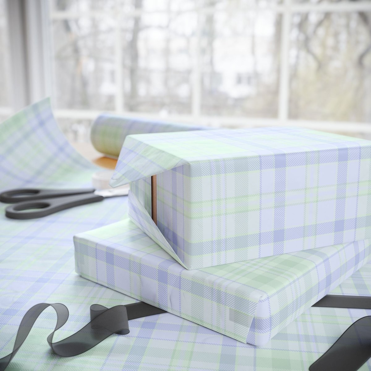Blue Pastels – Cozy Plaid Wrapping Paper