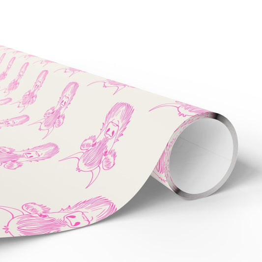 Pink Cute Highland Cow Wrapping Paper Roll