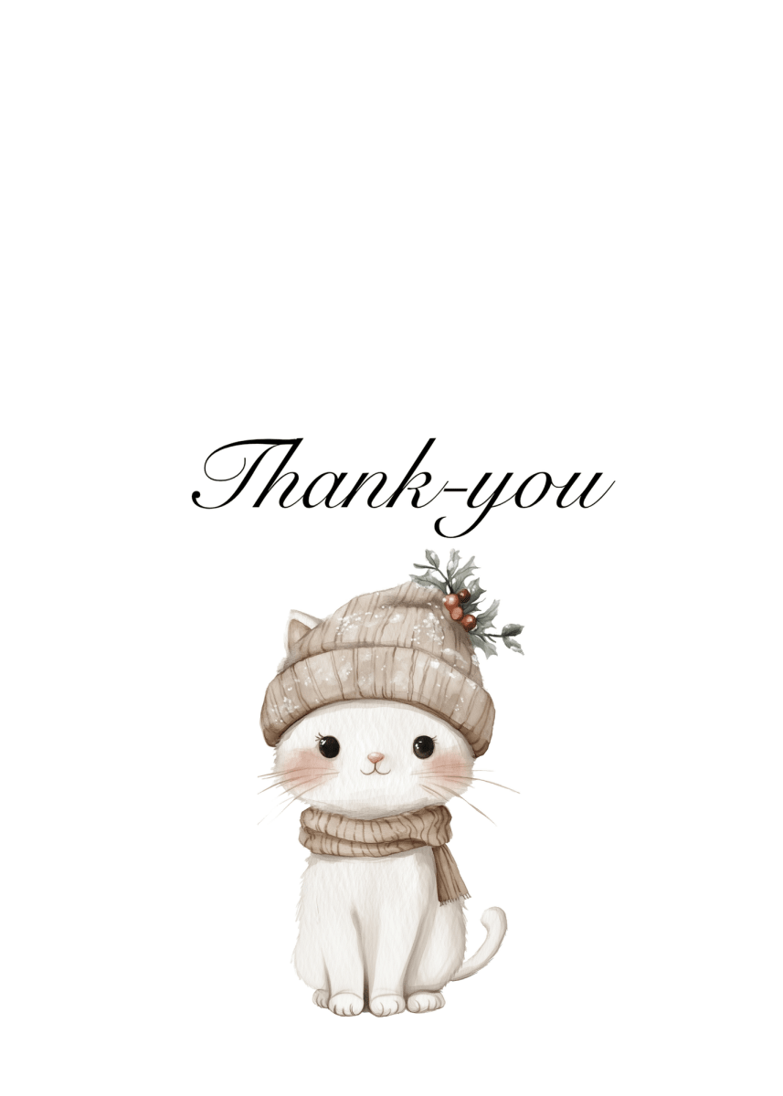 Cat Thank You Cards – 10 Pack | Blank Inside