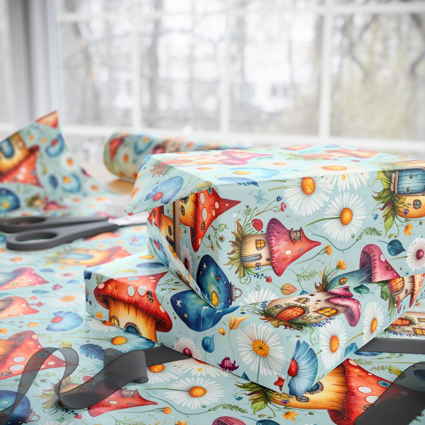 Fairy Mushroom Houses Gift Wrap