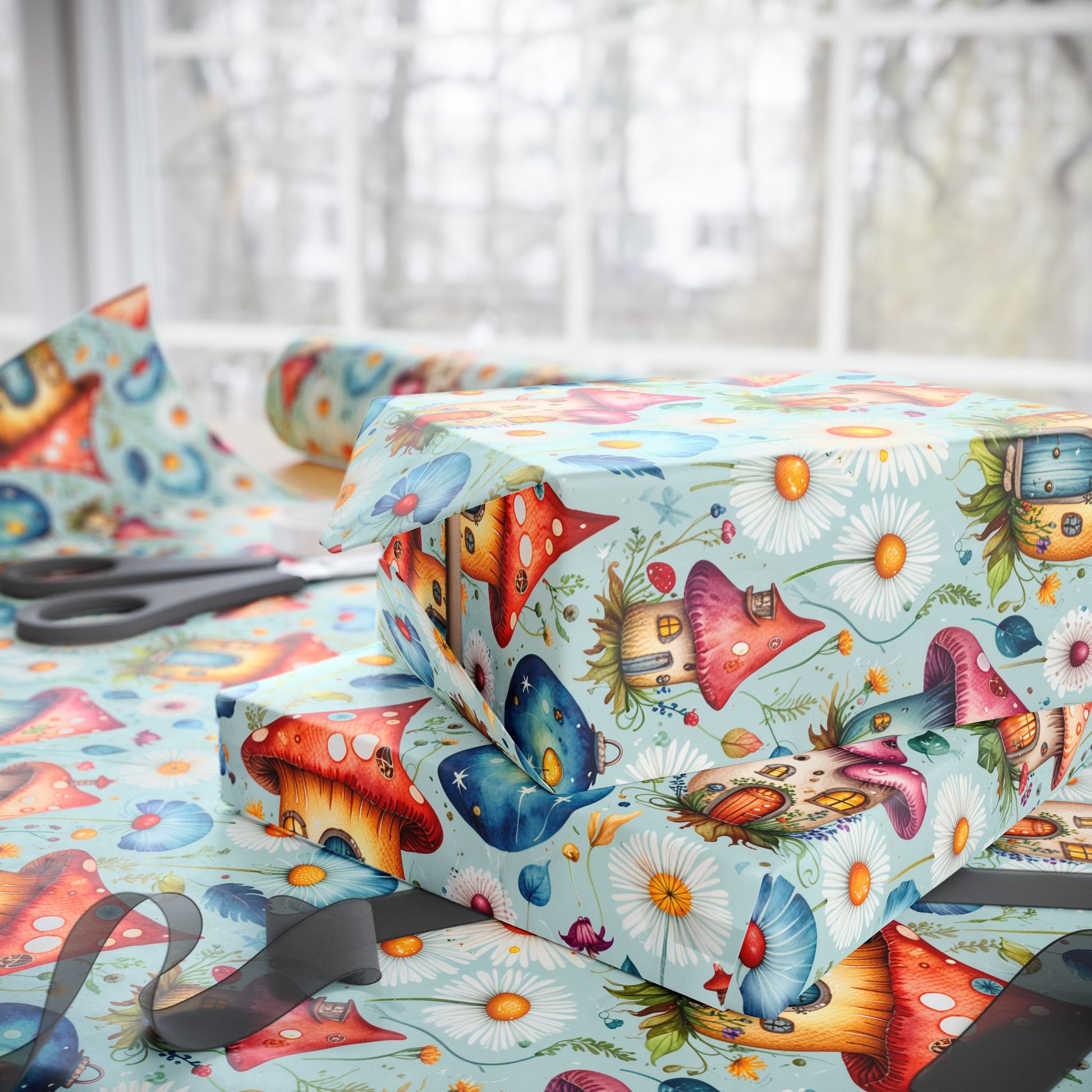 Fairy Mushroom Houses Gift Wrap
