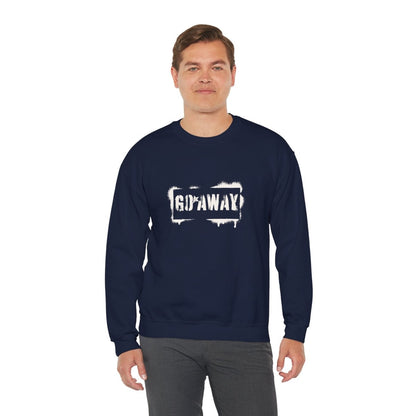 Crewneck Sweatshirt - 'Go Away' Stencil Graphic Cozy Pullover