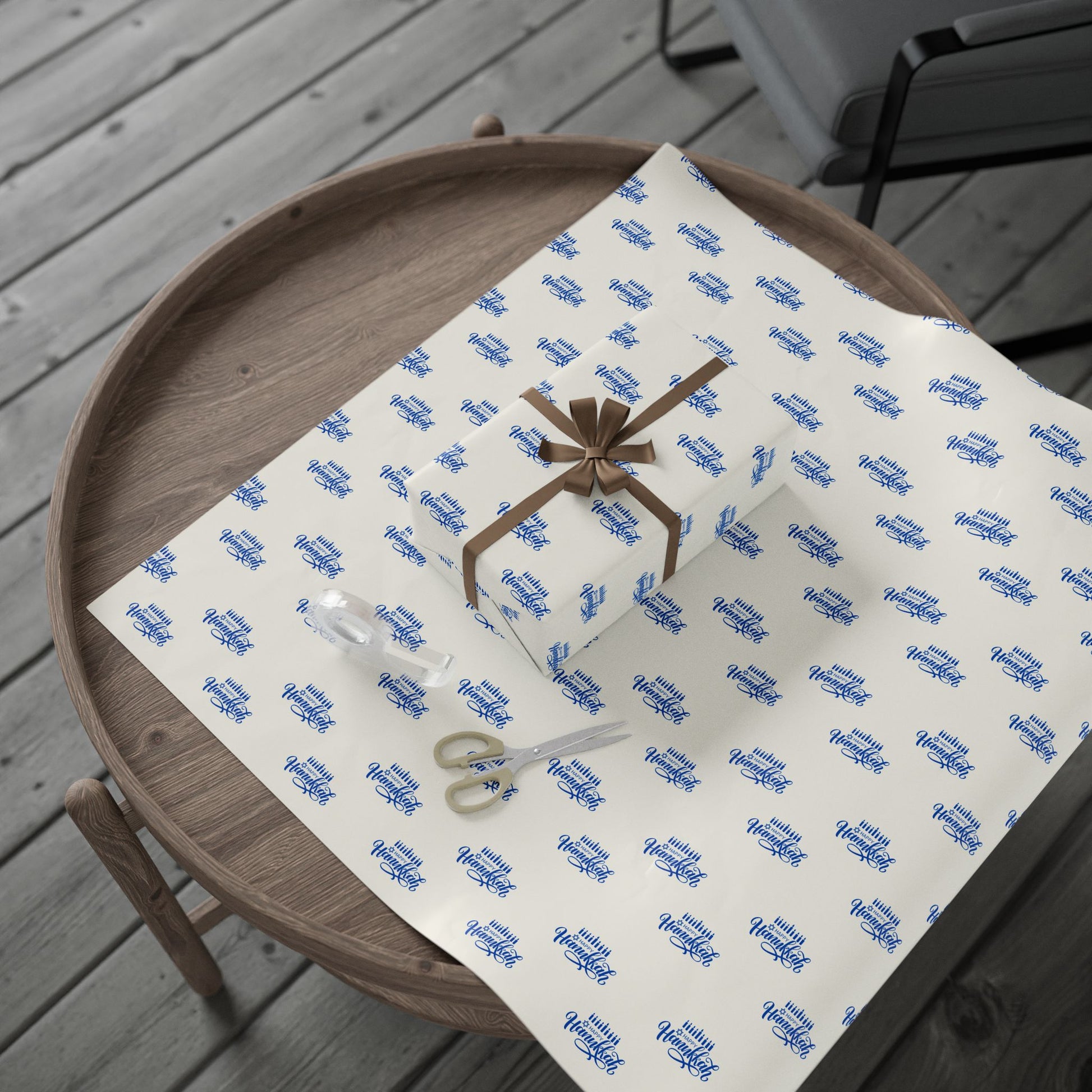 Hanukkah Blue and White Candle Wrapping Papers