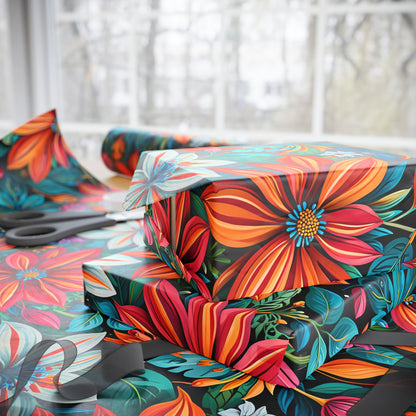 Botanical Bright Floral Design Gift Wrap for Birthdays