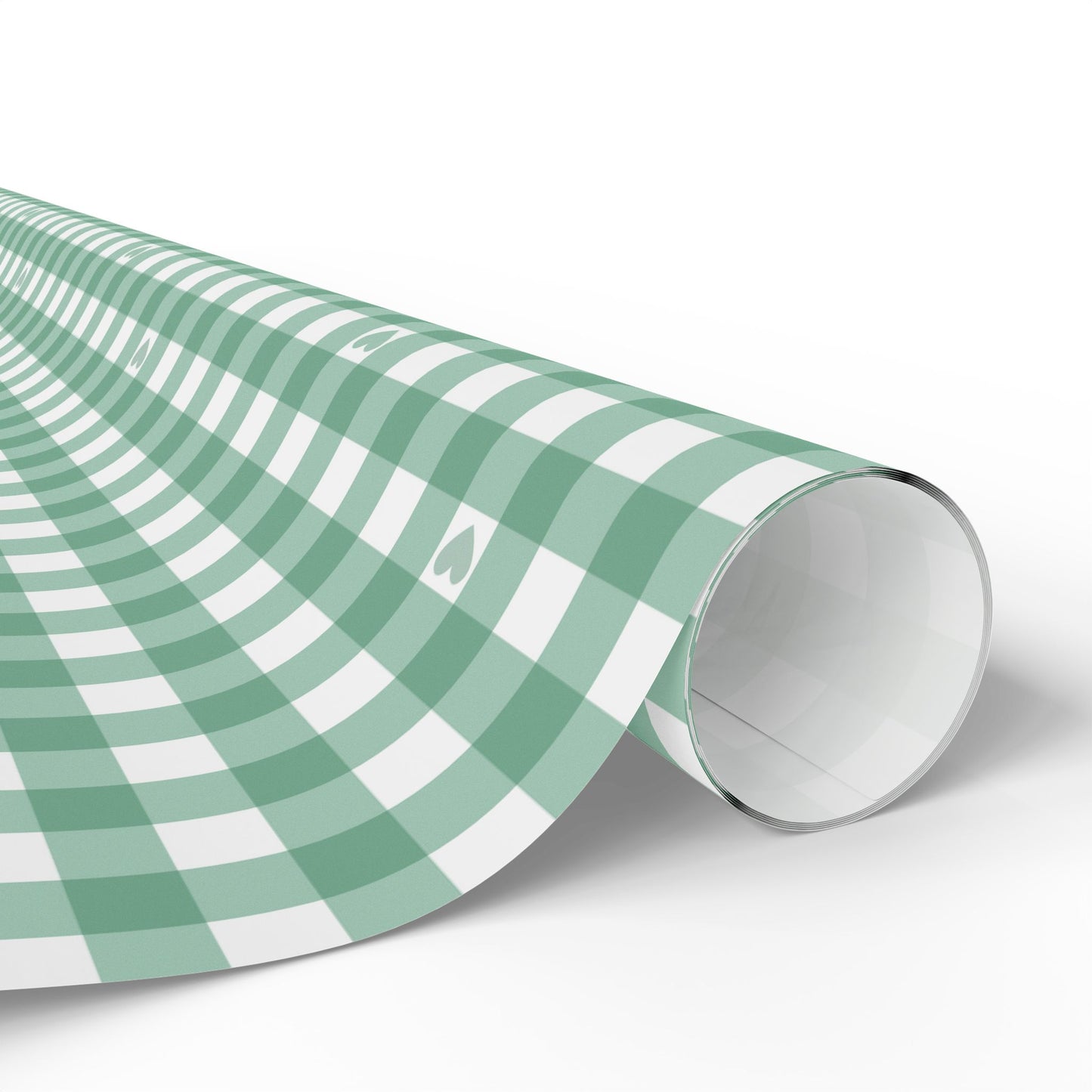 Gingham Green with Small Hearts Wrapping Papers