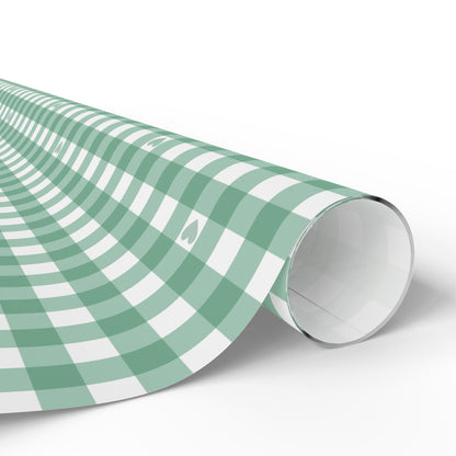 Gingham Green with Small Hearts Wrapping Papers