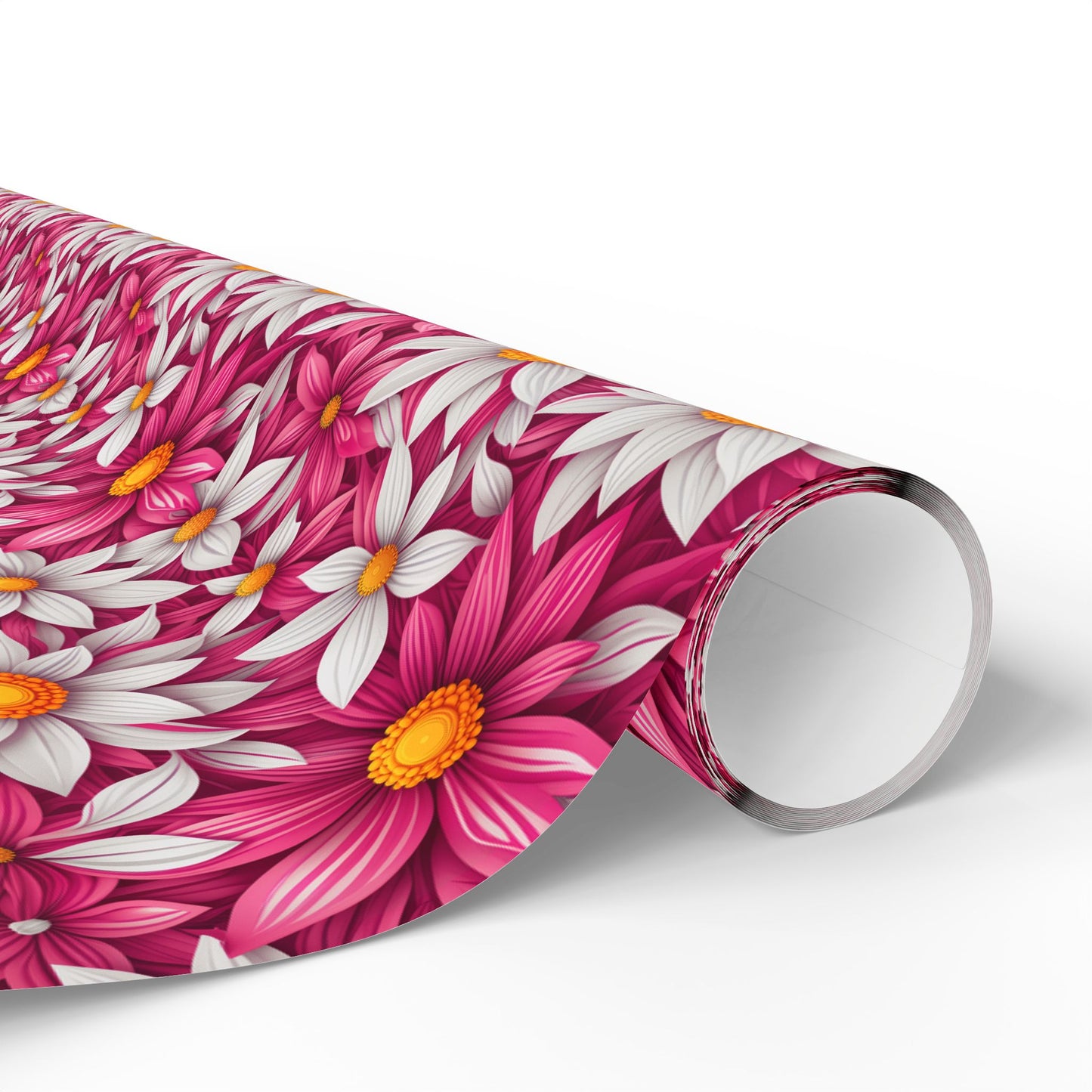 Pink & White Daisy Floral Gift Wrap Paper