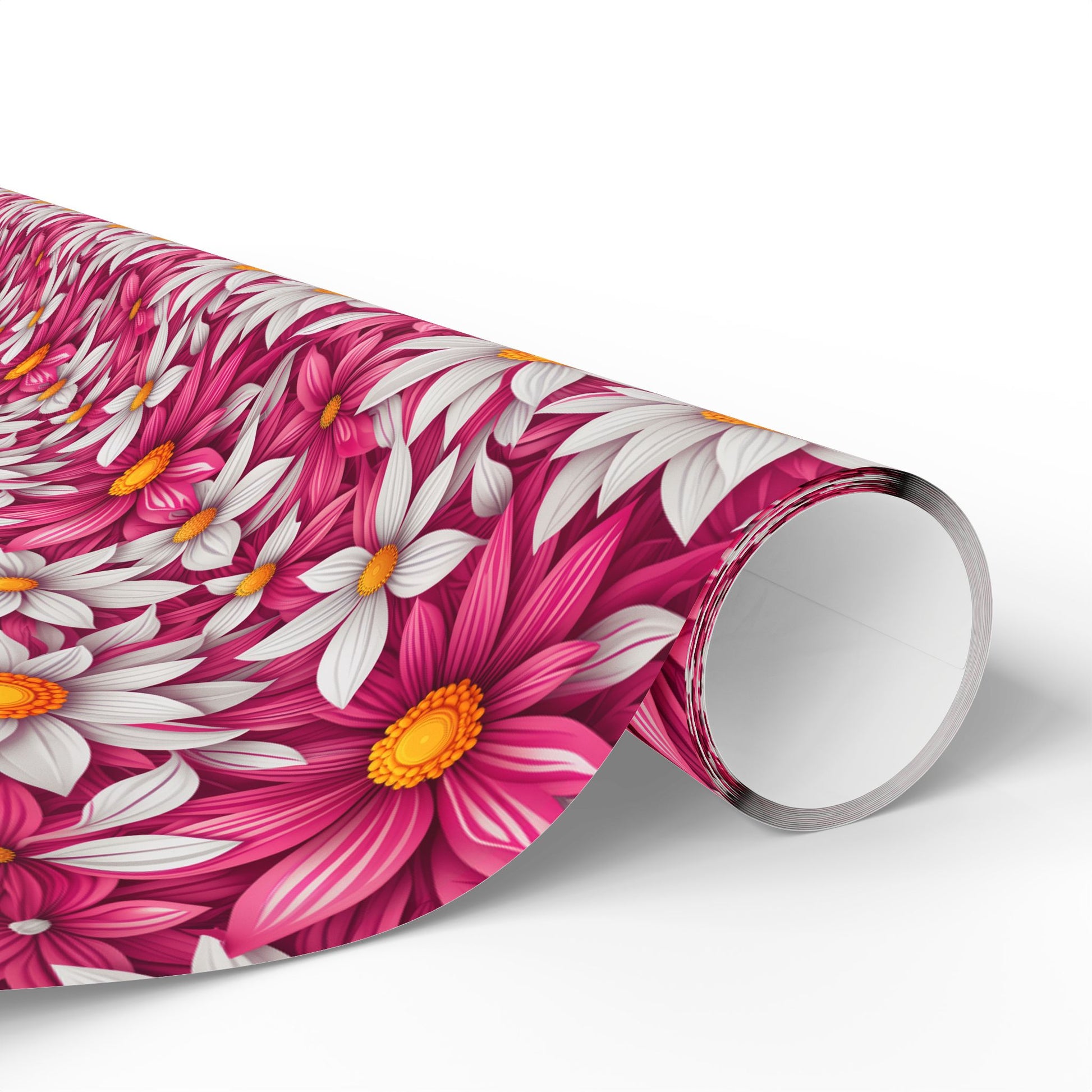 Pink & White Daisy Floral Gift Wrap Paper