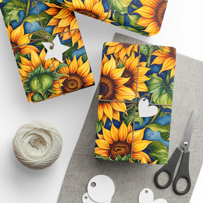 Vibrant Sunflower Patterned Wrapping Papers