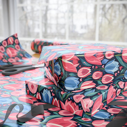 Vibrant Tulip Floral Wrapping Paper Roll