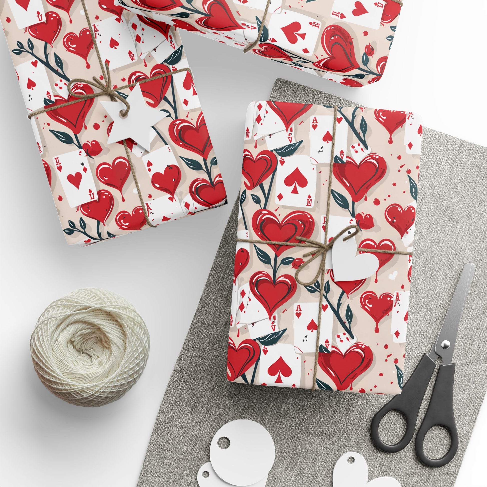 Queen of Hearts Playing Cards with Roses Being Painted Red